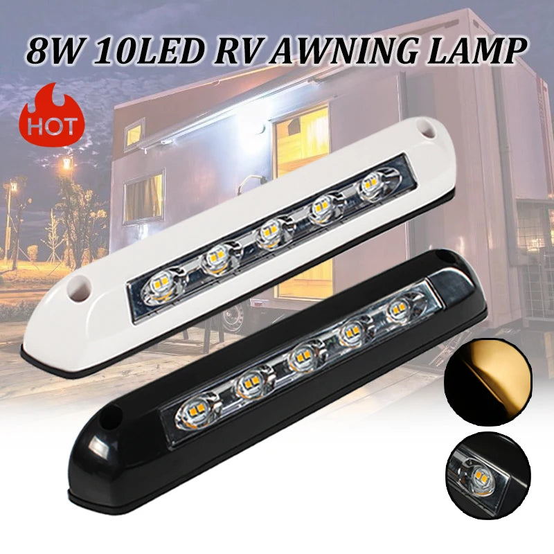TYTXRV 12V/24V 8W 10LED RV Camper LED Awning Light Caravan Waterproof Exterior Lamps with Holes for Motorhome Van Travel Trailer