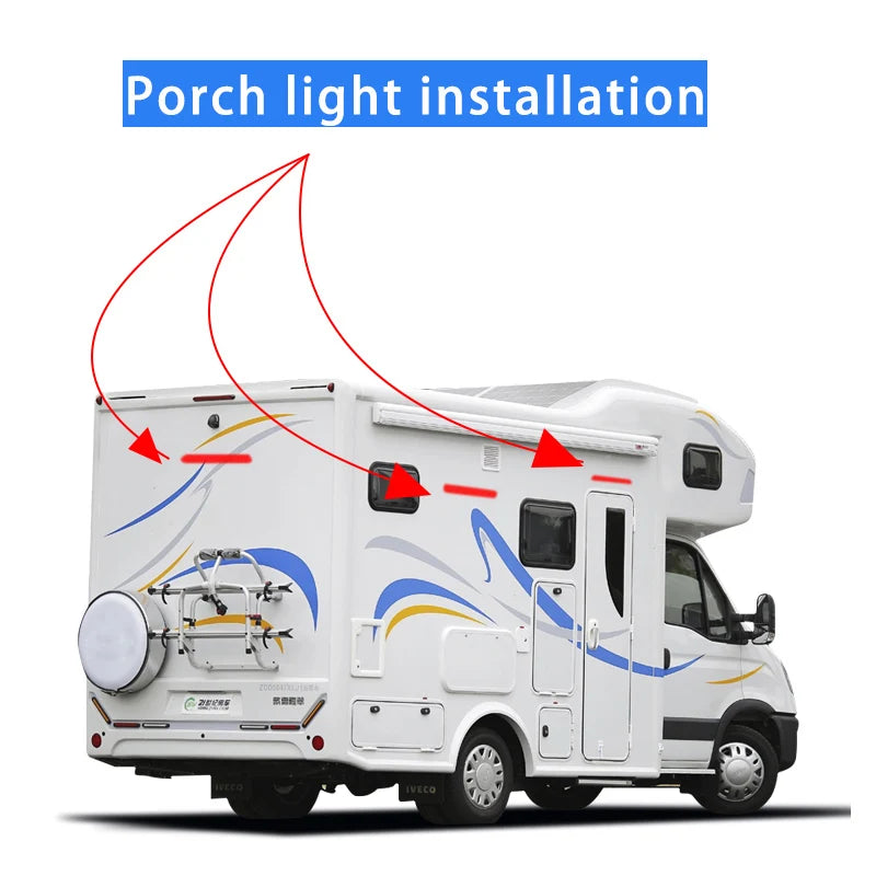 TYTXRV 12V/24V 8W 10LED RV Camper LED Awning Light Caravan Waterproof Exterior Lamps with Holes for Motorhome Van Travel Trailer
